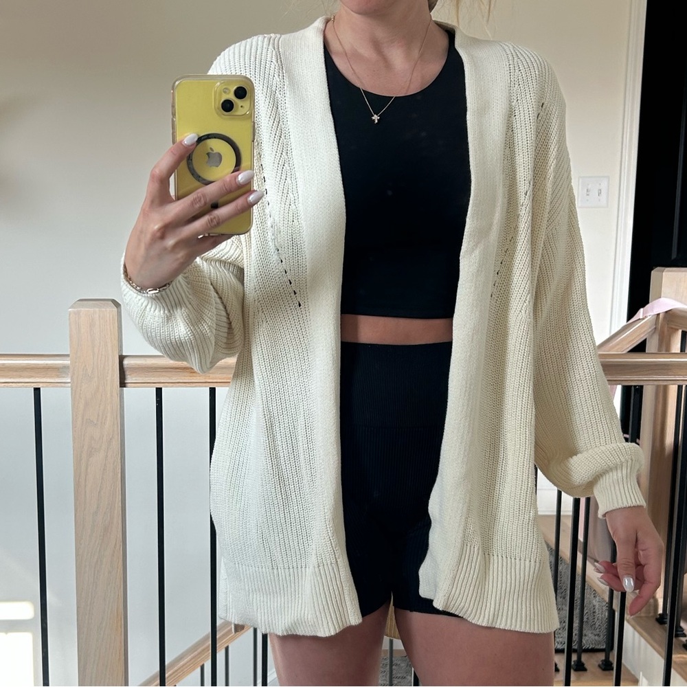 Universal Thread Cream Open-Front Knit Cardigan